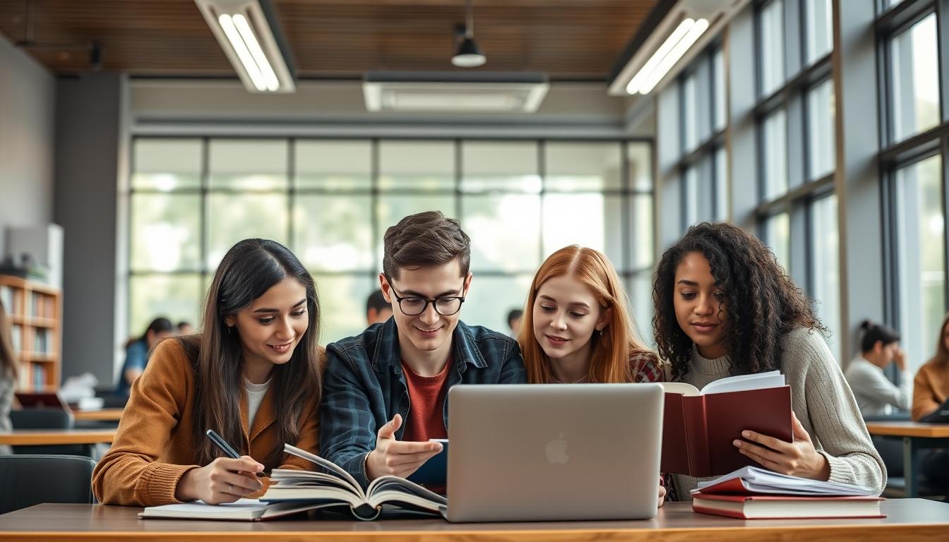 Students working in research laboratory